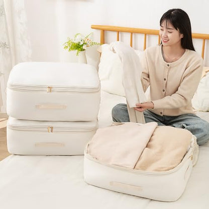 Ultra Space Saving Self Compression Organizer, Comforter Storage Bag for Clothes, Blankets, Pillows, Duvet, Comforters, Bedding Sets and Much More (Gray,X-L - 54 * 42 * 60cm)