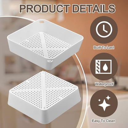 2 Pcs 8.5 x 8.5 x 2.5 Inch Floor Sink Drain Covers Commercial Plastic Floor Drain Strainer Plastic Drains Screen Basket Suitable for Commercial Kitchen Restaurant Diner Cafe