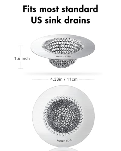 Reversible Kitchen Sink Drain Strainer, Anti-Clog Flat Edge Design | Anti-Slip Fit, Fast Drainage, Easy Flip Cleaning, Standard Sink Fit, Large Capacity, 304 Stainless Steel, Patented Design