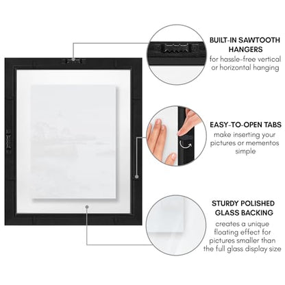 11x14 Floating Picture Frame with Polished Crystal... (Black)