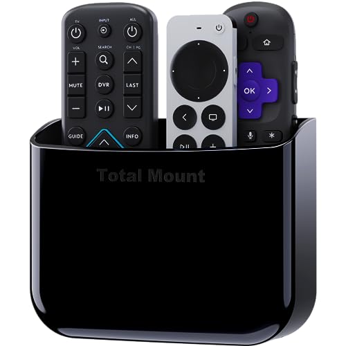 TotalMount Drop-Free Remote Holder – Removable Adhesive Strips – Black | Designed in the USA – Simply Put the Remotes In – No Tricky Magnet Alignment Needed (Holds 2 or 3 Remote Controls)