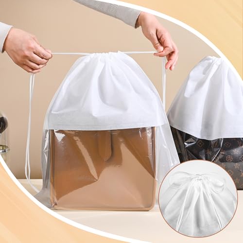 Pack of 10 Dust Cover Storage Bags Drawstring Bags for Handbags Shoulder Bags Purses Shoes Boots (19.6"x19.6")