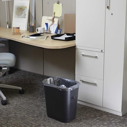 Rubbermaid Commercial Products Deskside Wastebasket/Trash Can, 3.25-Gallon/13-Quart, Black, Small, for Bedroom/Bathroom/Office, Fits Under Desk/Sink/Cabinet