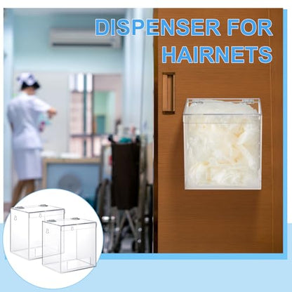 4 Pcs Acrylic Dispenser Wall Mount 6.9 x 6.7 x 5 Inch Beard Net Hair Net Holder Clear Acrylic Holder for Shoe Cover Glove
