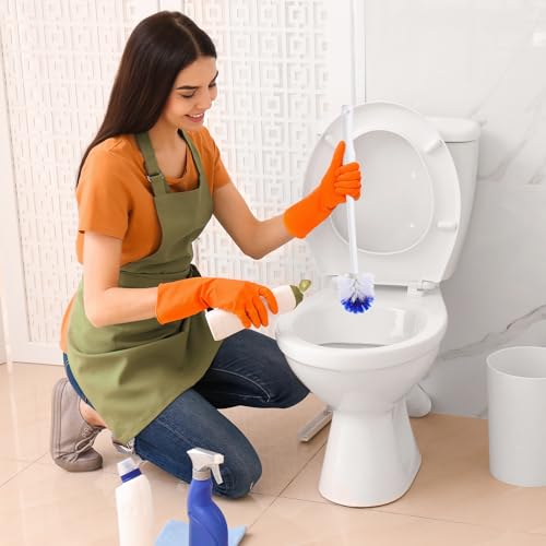Willinglong 15 Pcs 18.5 Inch Toilet Bowl Cleaner Brush Bathroom Long Plastic Handled Cleaning Scrubber with Hook Hole Without Holder for Household Cleaning (Blue,White)