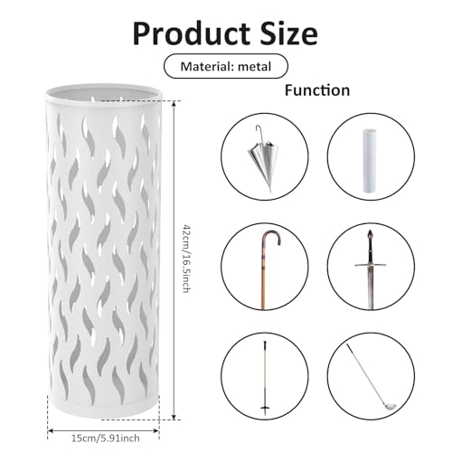 Umbrella Stand Metal Umbrella Holder Hollowed Umbrella Rack Freestanding Umbrella Stand Rack Practical Umbrella Organizer Indoor Umbrella Storage Rack for Home Entryway(white-1-circular)