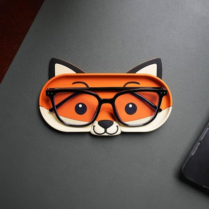 Funny Glasses Tray – Quirky Eyeglass Holder for Desk, Nightstand or Dresser – Unique Home & Office Organizer Gift for Spectacle Wearers – Fox