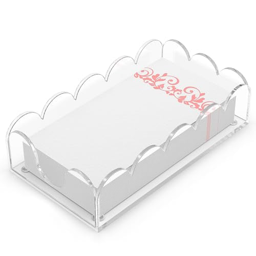 Clear Acrylic Napkin Holder – Scalloped Tray for B... (Transparent | Acrylic)