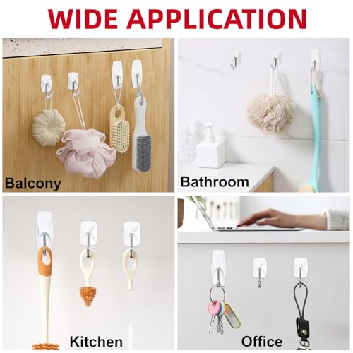 Wire Wall 32 Hooks with 36 Strips, Damage Free Adhesive Hooks,Keys,Kitchen | Heavy Duty, 36 Strips, Damage Free Adhesive, For Key Holder, Coat, Door, Shower Hanging