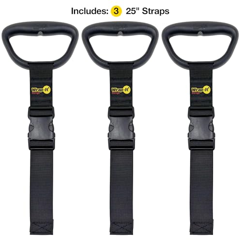 Clip 'n Carry Wrap-It Storage Straps - 25" (3-Pack) | Carrying Straps for Water Hose Storage and Extension Cord Holder