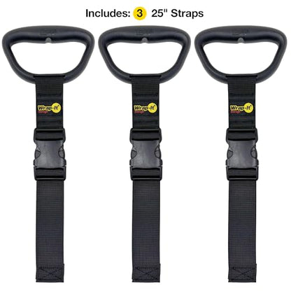 Clip 'n Carry Wrap-It Storage Straps - 25" (3-Pack) | Carrying Straps for Water Hose Storage and Extension Cord Holder