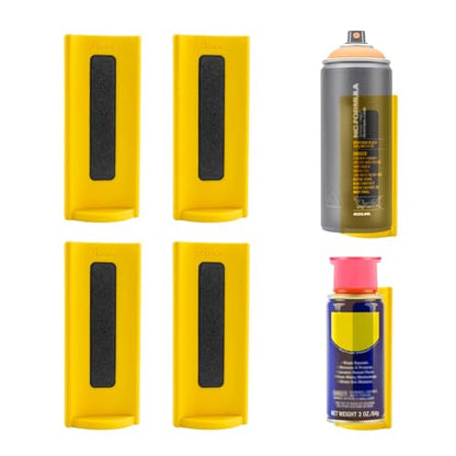 4 Pcs Magnetic Aerosol Spray Can Holder,Powerful Magnet Toolbox Bottle Holder, Spray Can Wall Mount Organizer Paint Can Bottle Rack for Garage,Toolbox, Workspace