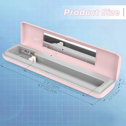Toothbrush Sanitizer Case Travel Toothbrush Covers Case for Houshold and Traveling Power by AA Battery or USB-C Pink
