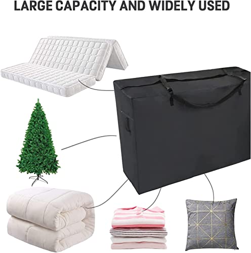 Folding Mattress Storage Bag for Tri-Fold Up to 6 inch Queen Mattress | 63 inch Foldable Mattress Carry Case Waterproof Cushion Storage Bag - 61"L×28"W×18"H, Black, Cover Only