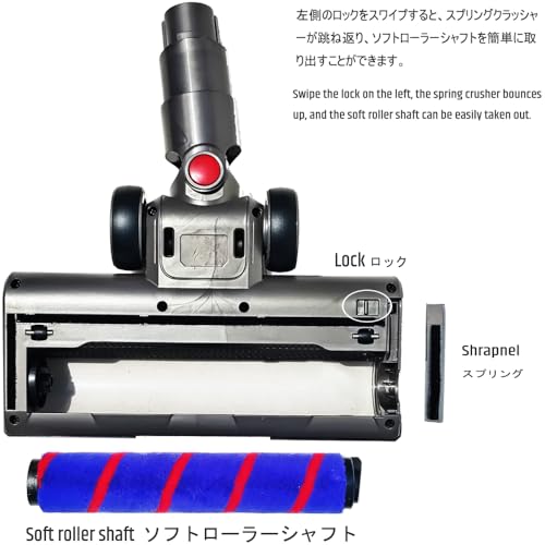 Soft Roller Cleaner Head Replacement Parts for Dyson v7 v8 v10 v11 v15 Animal Cyclone Absolute Fluffy Original Laser High Torque Vacuum Attachments with 4 LED Lights, v10 Slim, v12 NOT Compatible