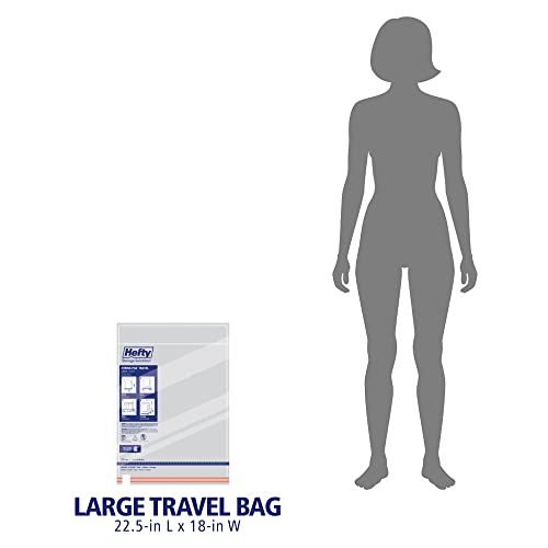 Hefty Shrink-Pak Large Travel Bags - Airtight Storage Bags for Maximum Space Saving, Travel Essentials, Ideal for Packing, Durable, Reliable Compression with Sealed Protection
