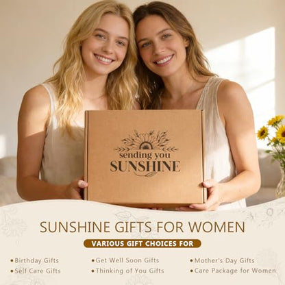 Sunshine Gift Baskets for Women Friend Get Well Care Package Birthday Gifts | Sunshine Box Sunflower Gifts for Best Friends, Get Well Soon Basket Thinking of You Self Care Birthday Gift Boxes for Her Mom