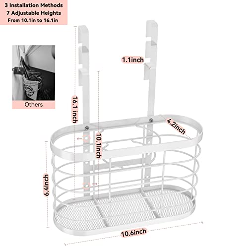 Hair Dryer Holder 3 in 1 Hair Tool Organizer - Blow Dryer Holder | Djustable Height Wall Mounted/Cabinet Door Bathroom Organizer Under Sink for Hair Dryer, Flat Irons, Curling Wands