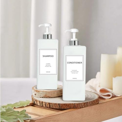 Modern Silver Shampoo and Conditioner Dispenser (21 oz, Pack of 3) Refillable Pump Bottle Set Empty Shower Plastic Bottles with Pump for Bathroom Body Wash Soap and Shower (Sliver&White)