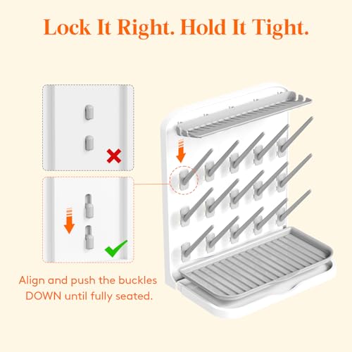 Lifewit 15-Hooks Baby Bottle Drying Rack for Countertop | Vertical Bottle Storage Organizer, Stand-Up Dryer Holder for Pacifiers, Pump Parts, Baby Stuff, Newborn Essentials Must Haves
