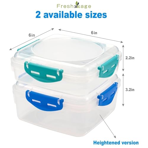 4 PCS Sandwich Containers 100% Airtight BPA-Free Microwave Dishwasher Safe | Kitchen Food Storage Containers with Upgraded Snaps lids, 2 Heightened Food Containers for Lunch Boxes and 2 Normal Version