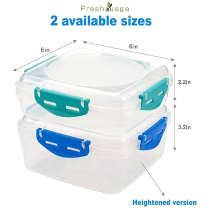 4 PCS Sandwich Containers 100% Airtight BPA-Free Microwave Dishwasher Safe | Kitchen Food Storage Containers with Upgraded Snaps lids, 2 Heightened Food Containers for Lunch Boxes and 2 Normal Version