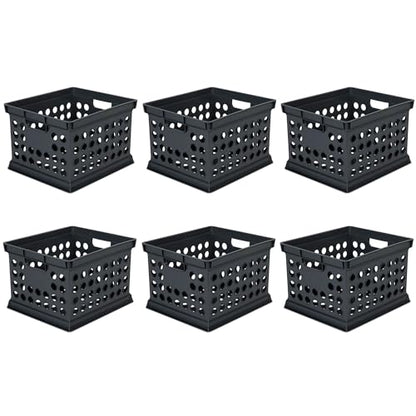 Storage Crate Bin File Organizer for Home & Office... (Black | Plastic)