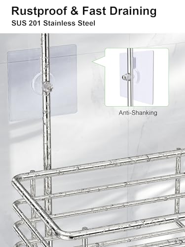 SMARTAKE Hanging Shower Head Caddy, Shower Shelf Organizer, Silver | SUS201 Rustproof Stainless Steel Over The Storage Rack, for Toilet, Bathroom