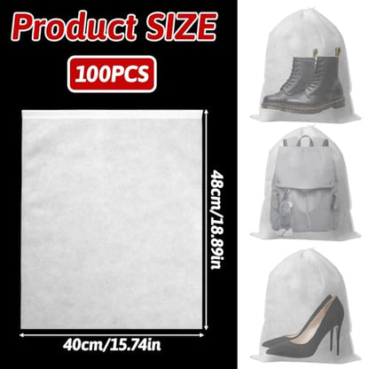 100pcs Dust Bags for Purses Storage Bags for Handbags Drawstring Purse Covers for Dust and Storage 15.7in x 18.89in Breathable Non-woven Fabric Storage Pouch String Bag Travel Shoe Dust Bags