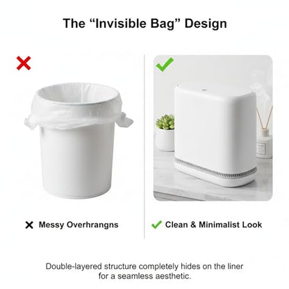 Dog Proof 3.3 Gal Slim Bathroom Trash Can with Locking Lid, Fits 4 Gal Bags | Removable inner bucket, 6.9 in slim width, modern white finish, compact profile for bathrooms and bedrooms