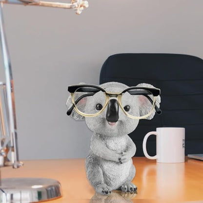 Koala Eyeglass Holder Stand for Office Desk Home Decor | Cute resin animal display stand, holds glasses/sunglasses securely, home office desk decor, funny gift for glasses wearers