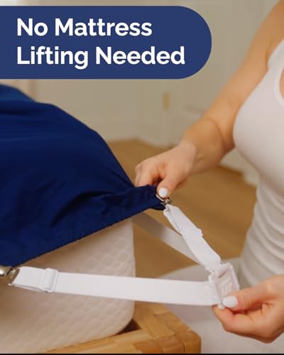 Bed Sheet Holders - Adjustable Elastic Fasteners with Metal Clips | Sheet Clips Keep Sheets in Place, Stay in Place Fitted Bedding Straps, Bed Corner Holders, Firm Tight Suspenders for Mattress