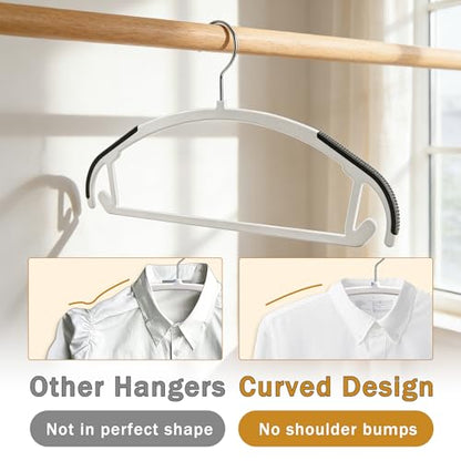 36 Pack Non-Slip Plastic Clothes Hangers with Rubber Pad for Coats | Plastic material, slim profile, 360° swivel metal hook, heavy duty, Closet/laundry use, for Coat, Suit, Shirt, Pant, Dress