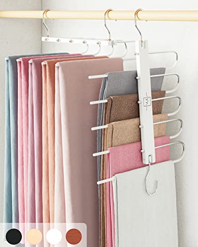 Pants Hangers Space Saving - European Beechwood Scarf and Jean Hangers - Closet Organizer and Space Saver Pant Rack, Leggings Hanger, and Scarf Holder with 360° Swivel Hook (1 Pack)