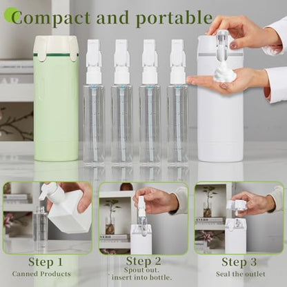 4 in 1 Travel Dispenser Bottle, TSA Approved Travel Bottles for Toiletries,Refillable Leak Proof and Portable for Shampoo, Conditioner, Shower Gel, for Vacation, Camping & Gym.(White+Green)