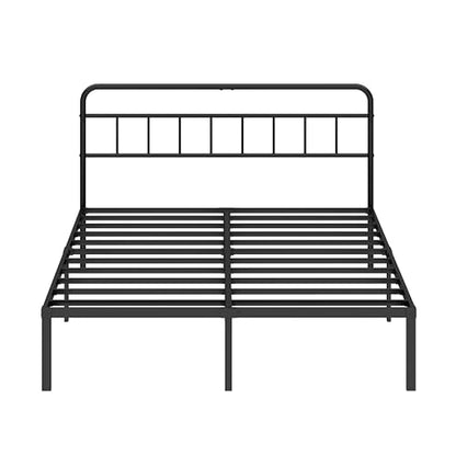 Queen Bed Frame with Classic Headboard,Strong Metal Slats Support,Under Bed Storage Space,No Box Spring Needed,Easy to Assemble,Black