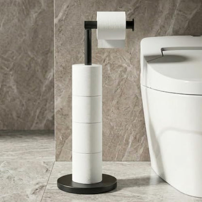 Cesun Free Standing Toilet Paper Holder Stand with Weighted Base, Black | SUS304 Rustproof Steel | Thick Non-Slip Base | Swivel Pivot Design | Slim Footprint | Holds 5 Rolls