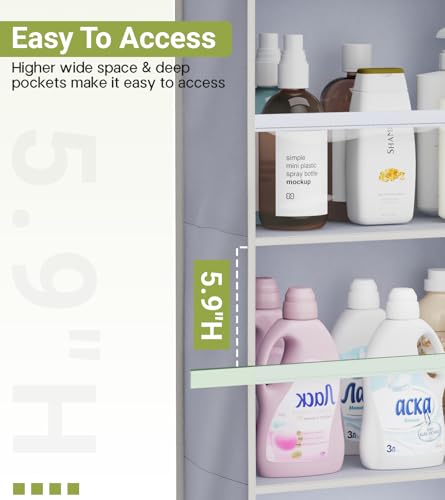 2 Pack Over the Door Organizer, Large Capacity Closet Door Hanging Organizer, Clear Deep Pockets Baby Organizer Storage for Nursery, Bathroom, Bedroom, Pantry, Diapers (Grey)