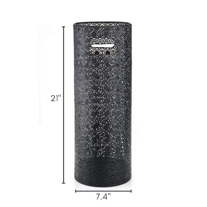 21 inch Heavy Duty Metal Umbrella Stand - Durable Storage Holder for Umbrellas - Indoor and Outdoor Use - Stylish and Modern Organizer for Entryways. (Black Lace)