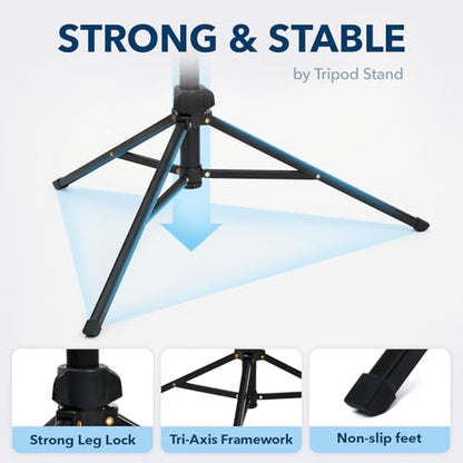 Hair Dryer Stand 26-74" Adjustable Hands-Free Blow Dryer Holder | Arthritis & Frozen Shoulder Support: Heavy-Duty Metal Tripod, Universal Fit