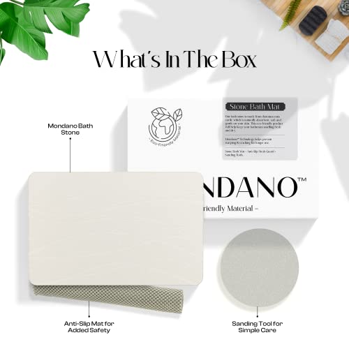 Stone Bath Mat, Quick Dry Non Slip Diatomaceous Earth Shower Mat | Non-Slip, Quick Drying, Super Absorbent Bath Mat; Absorbs 150% Weight in Water; Diatomaceous Earth Kitchen & Dish Drying Mat