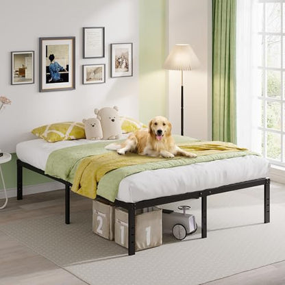 EMODA Queen Bed Frame 18 Inch Heavy Duty Tall with Large Storage Space