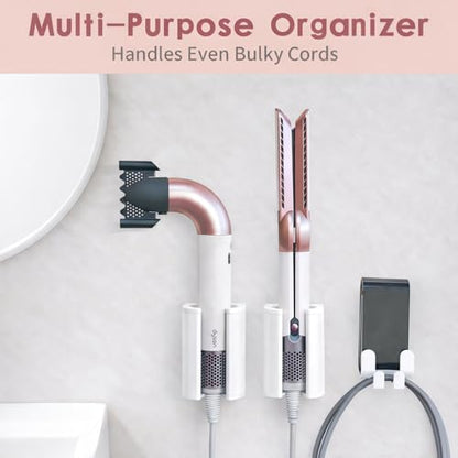 Dyson Airwrap Holder, Aluminum Curling Iron Holder Wall Mount for Dyson Airwrap/Airstraight/Shark Flex Style, Flat IronHolder for Bathroom Storage, White Chochoyah
