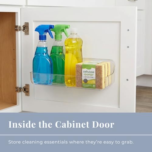 Long Adhesive Wall Organizer Shelf, No-Drill, Clear | BPA-Free PET, Built-In Drain Holes, Detachable, Extended Storage for Shampoo Bottles, Body Wash, Spice Jars