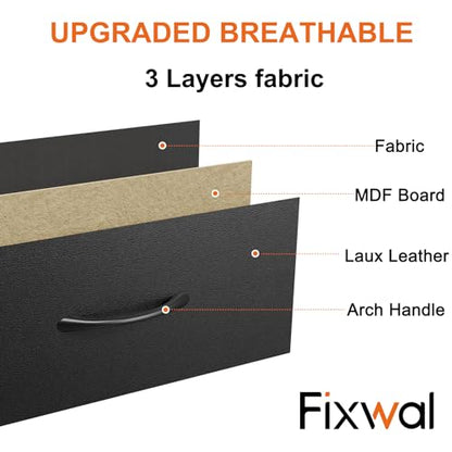 Fixwal Tall Skinny Dresser with 5 Fabric Drawers, Slim Dresser,Black | 33.8in height, 15.7in width, wooden top, breathable non-woven fabric, anti-tipping fittings, stable steel frame