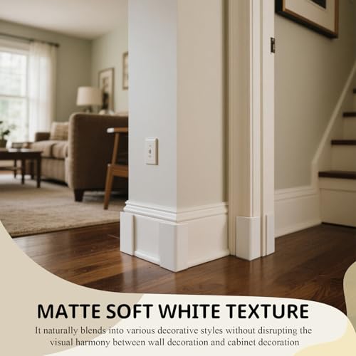 Pangda Baseboard Corners Blocks Self Adhesive Rubber Safety Corner Protectors Proofing Edge Guard Corner Cushion for Wall Furniture Edge(White,12 Pcs)