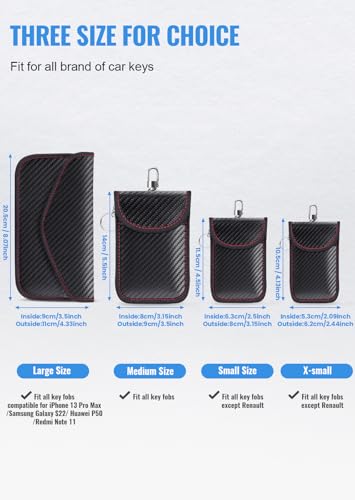 Faraday Bag for Key Fob(2 Pack), Faraday Cage Protector, Car RFID Signal Blocking Key Fob Protector, Double-Layers of Shielding Carbon Fiber Material Anti-Theft Faraday Pouch