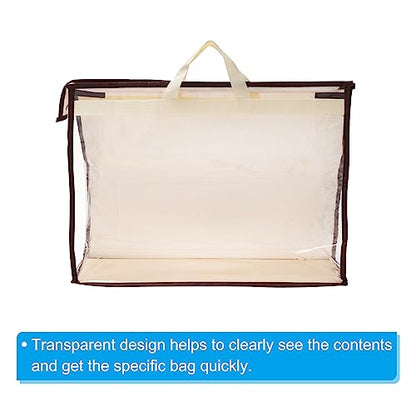PATIKIL Handbag Dust Bags, 2 Pack Clear Purse Storage Organizer XXL Size PVC Dustproof Handbag Cover Transparent Purse Protector, Beige