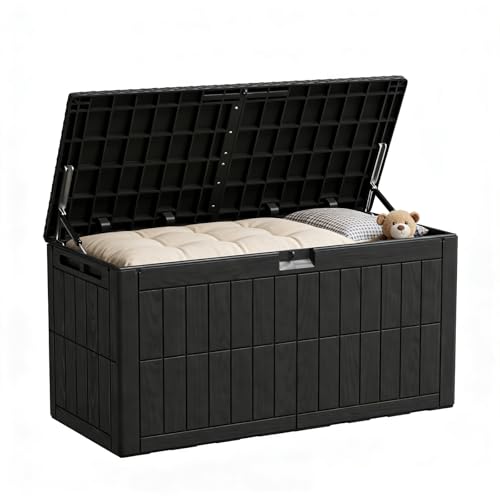 Outdoor Storage Box, 100 Gallon Waterproof Lockabl... (Black)