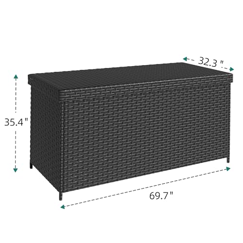 YITAHOME 260 Gallon Deck Box, XXL All-Weather Wicker Outdoor Storage Box | XXL Wicker Outdoor Storage Box, Oversized Rattan Storage Cabinet for Patio Furniture, Cushions, Pool Storage and Garden Tools